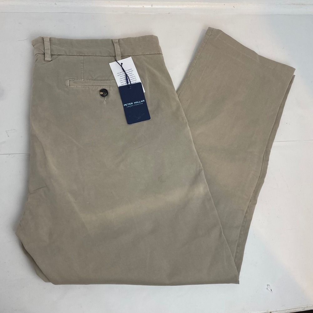 Peter Millar Crown Crafted Chinos Mens 36 Khaki Tan Trousers‎ Pants *READ